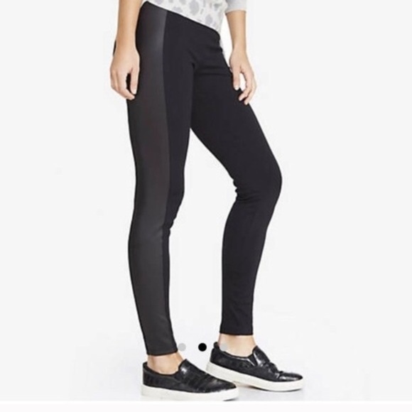Express Black Faux Leather Side Stripe 